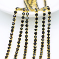 Wholesale Jet Rhinestone Double Close Gold Cup Chain On A Rol in Bulkl, G0108